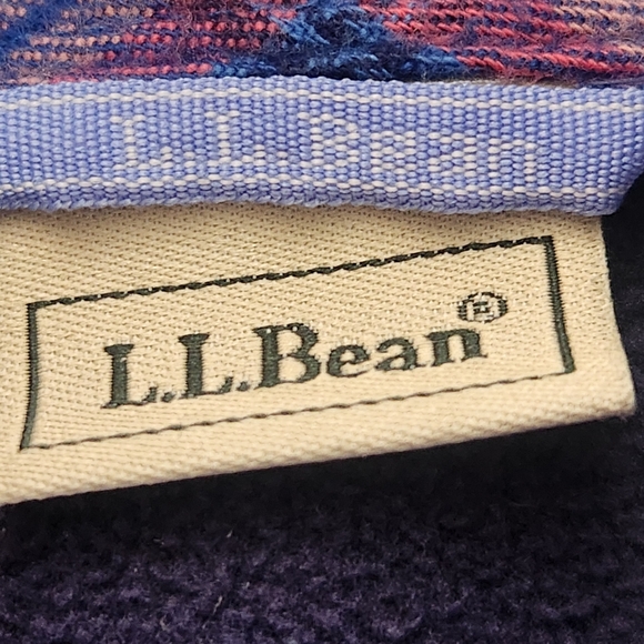 L.L. BEAN Women’s Hoodie Small Blue Pink Fleece Lined Plaid Work Barn Chore - Picture 4 of 12